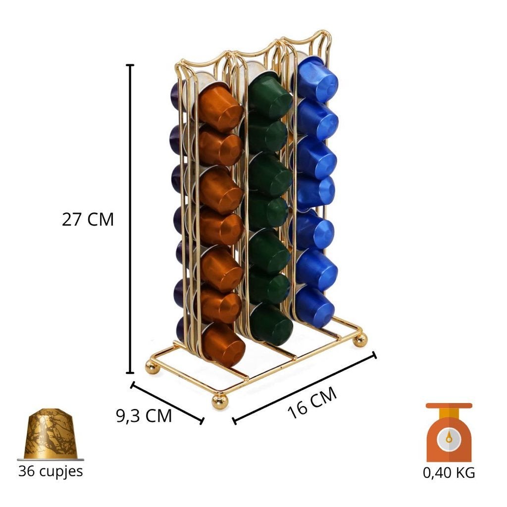 NIEUW! Capsule houder Goud Nespresso/vergelijkbaar - 36 cups, Overige typen, Goud, Nieuw, Ophalen of Verzenden