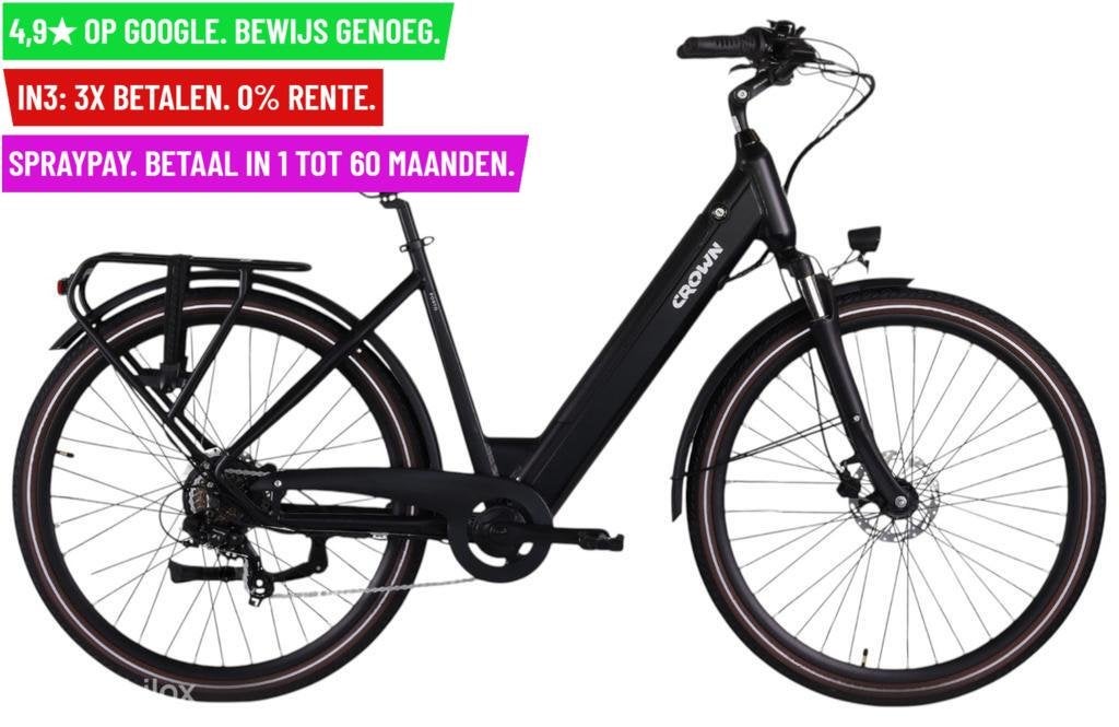 +Porto E-Bike 28"/53cm/Zwart-mat Garantie/Levering