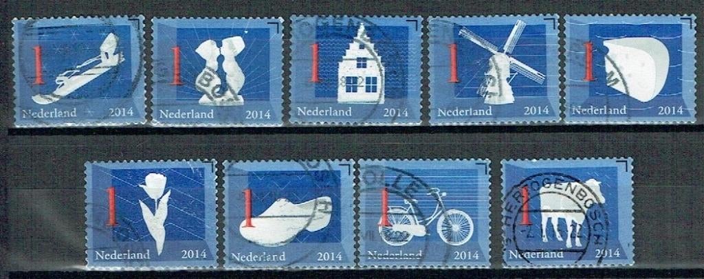 Nederland 14 Iconen schaats huis molen kaas tulp klomp fiets, Ophalen