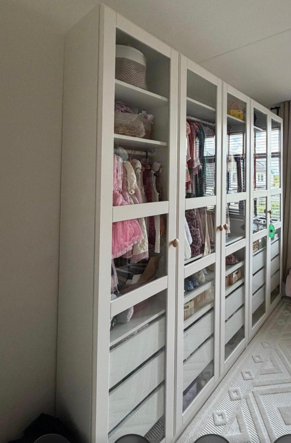 IKEA PAX kledingkast 5-deurs – glazen deuren, Deurkozijn, Zo goed als nieuw, Hout, Ophalen