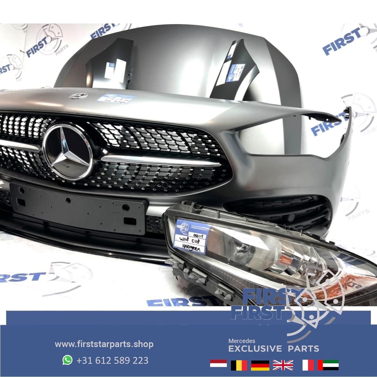 W118 C118 CLA AMG LINE VOORKOP MAT GRIJS origineel Mercedes, Gebruikt, -, Voor, Ophalen of Verzenden