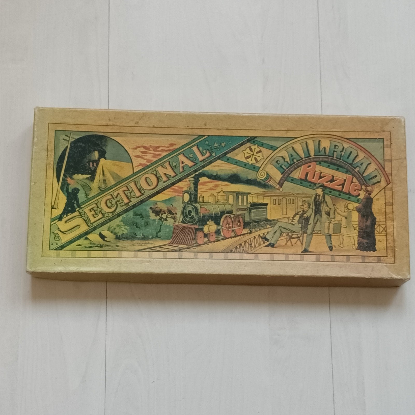 Oude Sectional Railroad Puzzel - Antiek Trein Puzzel, Ophalen of Verzenden