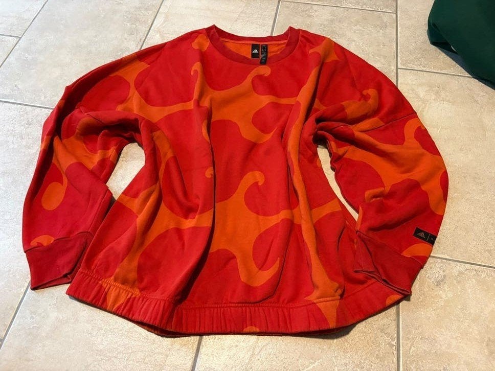 Adidas x Marimekko Sweater - Rood/Oranje 4x, Adidas x Marimekko, Maat 46/48 (XL) of groter, Ophalen of Verzenden, Zo goed als nieuw