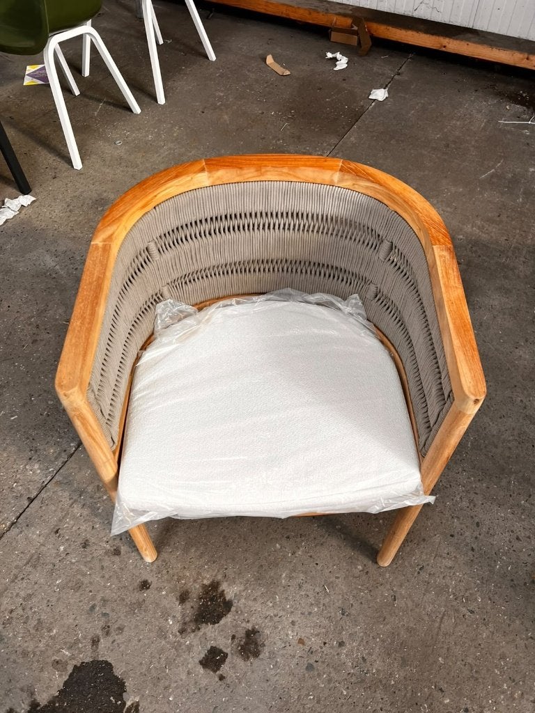 Houten dining tuinstoel met rope afwerking, Ophalen, Diningstoel, Zo goed als nieuw, Diningstoel