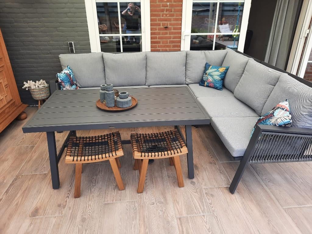 dining set tuin, Tuin en Terras, Tuinsets en Loungesets, Ophalen, 6 zitplaatsen, Aluminium, Zo goed als nieuw