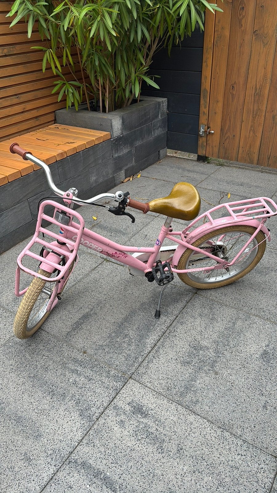 Roze kinderfiets 18 inch, Ophalen, Zo goed als nieuw, 16 tot 20 inch, Zijwieltjes