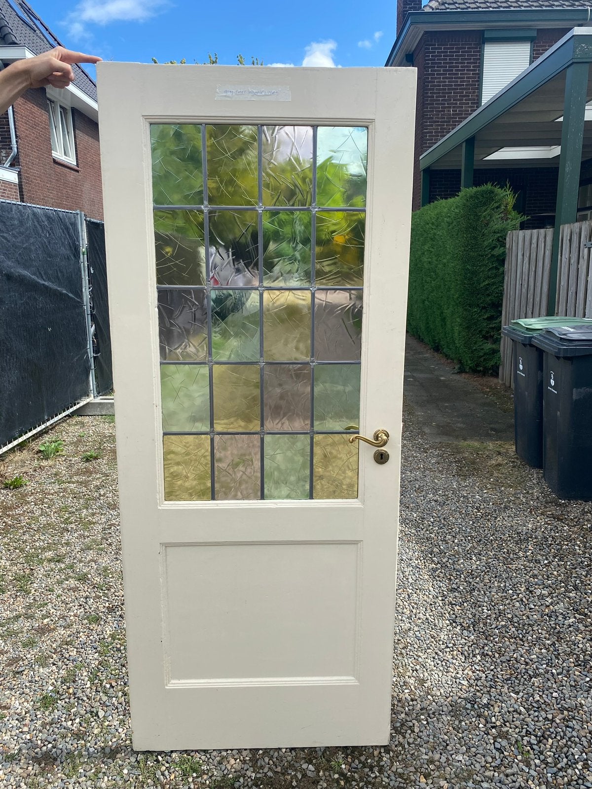Paneeldeur met glas-in-lood/structuurglas – 82 x 201 cm, Ophalen, Binnendeur, 200 tot 215 cm, Glas
