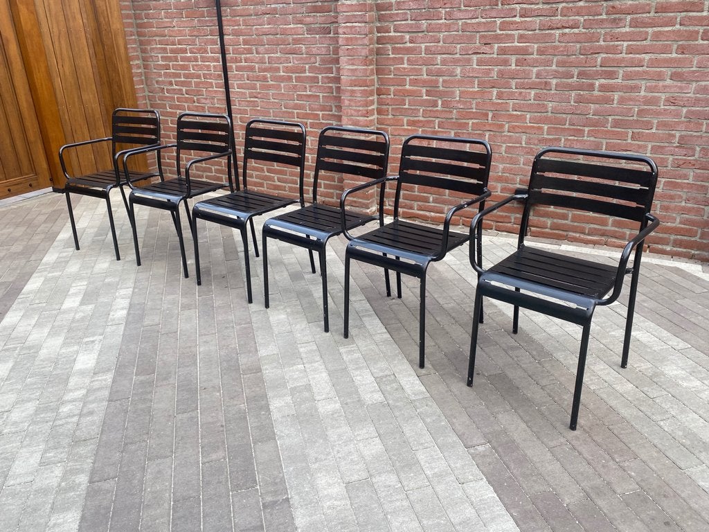 6 x Maxima Vida “Max” metalen bistro- terrasstoelen venray, Tuin en Terras, Tuinstoelen, Ophalen, Gebruikt, Metaal, Stapelbaar