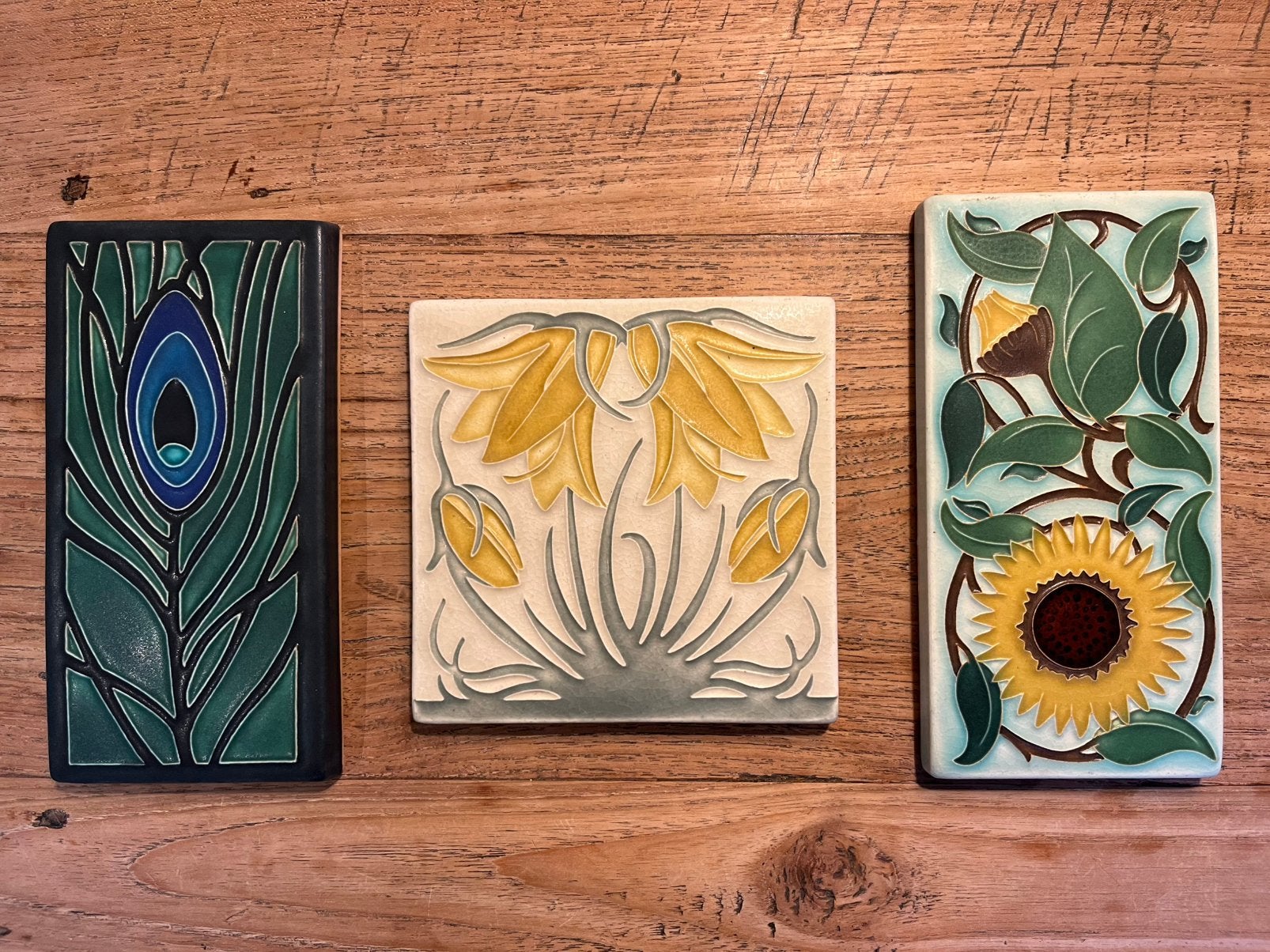 3 kunsttegels - Motawi Tileworks - Art nouveau stijl, Ophalen of Verzenden