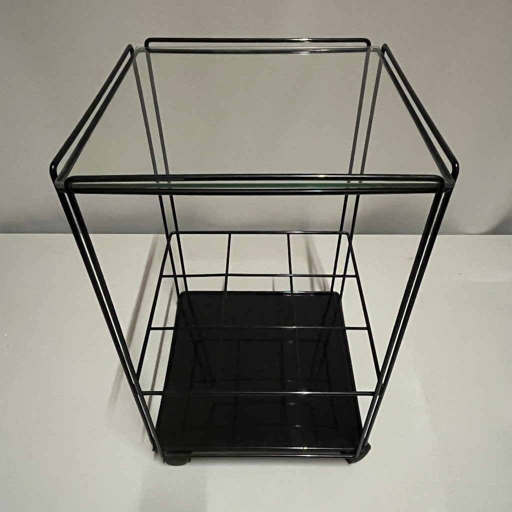 Bijzettafel trolley draadstaal en glas Isocele Max Sauze, Minder dan 55 cm, Metaal of Aluminium, Atrow, 60 cm of meer
