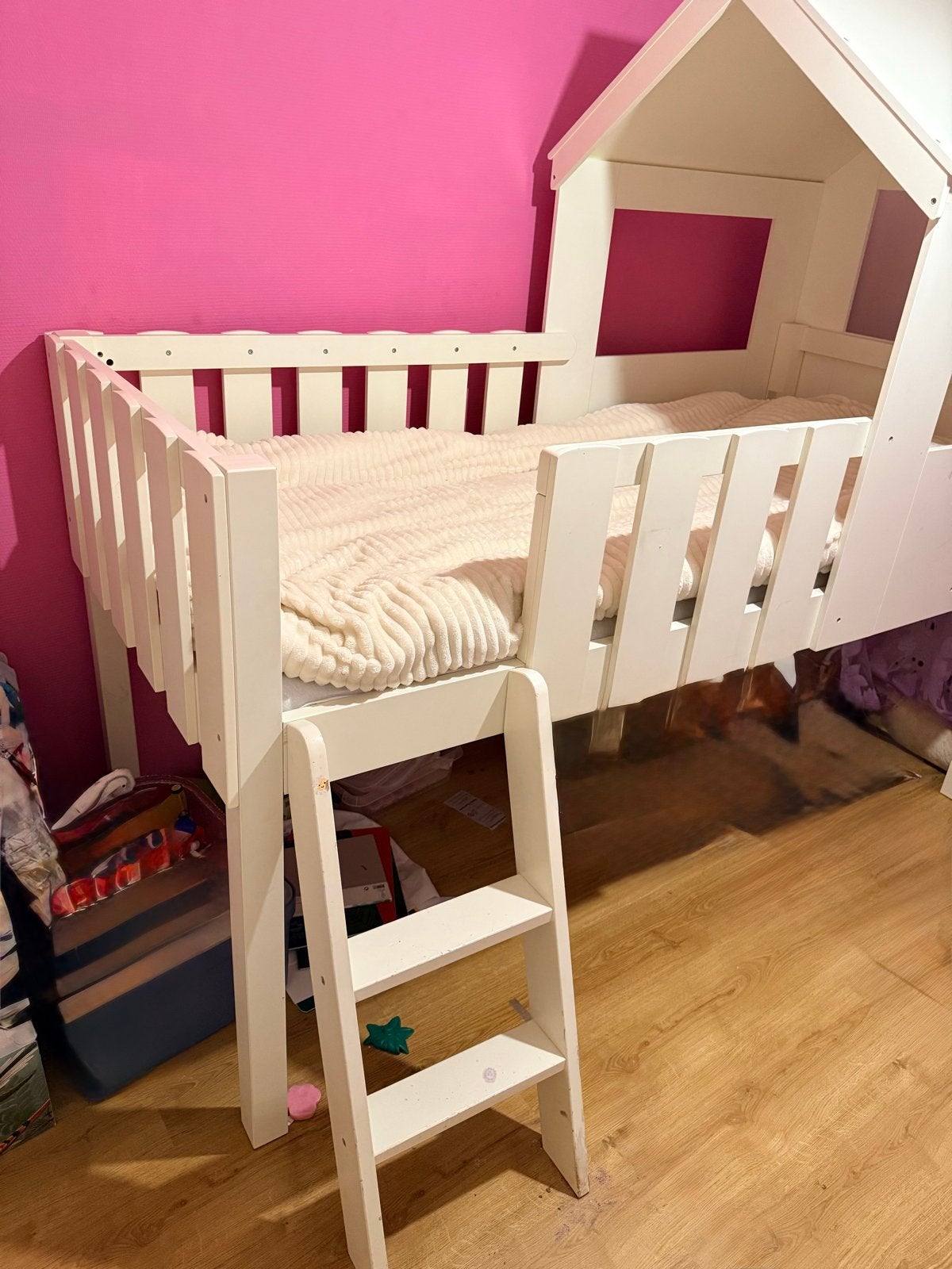 Kinderbed huisje met lattenbodem en matras, 85 tot 100 cm, Gebruikt, 180 cm of meer, Ophalen