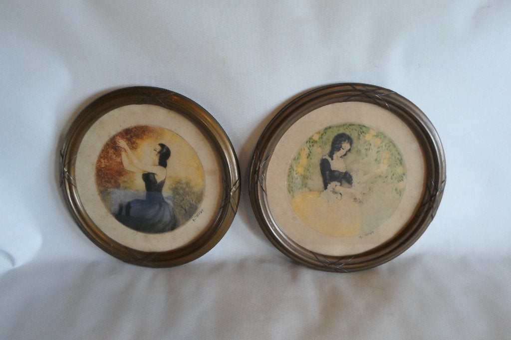Art Nouveau Lithografie A. Ferat 2x, Antiek en Kunst, Kunst | Litho's en Zeefdrukken, Ophalen of Verzenden