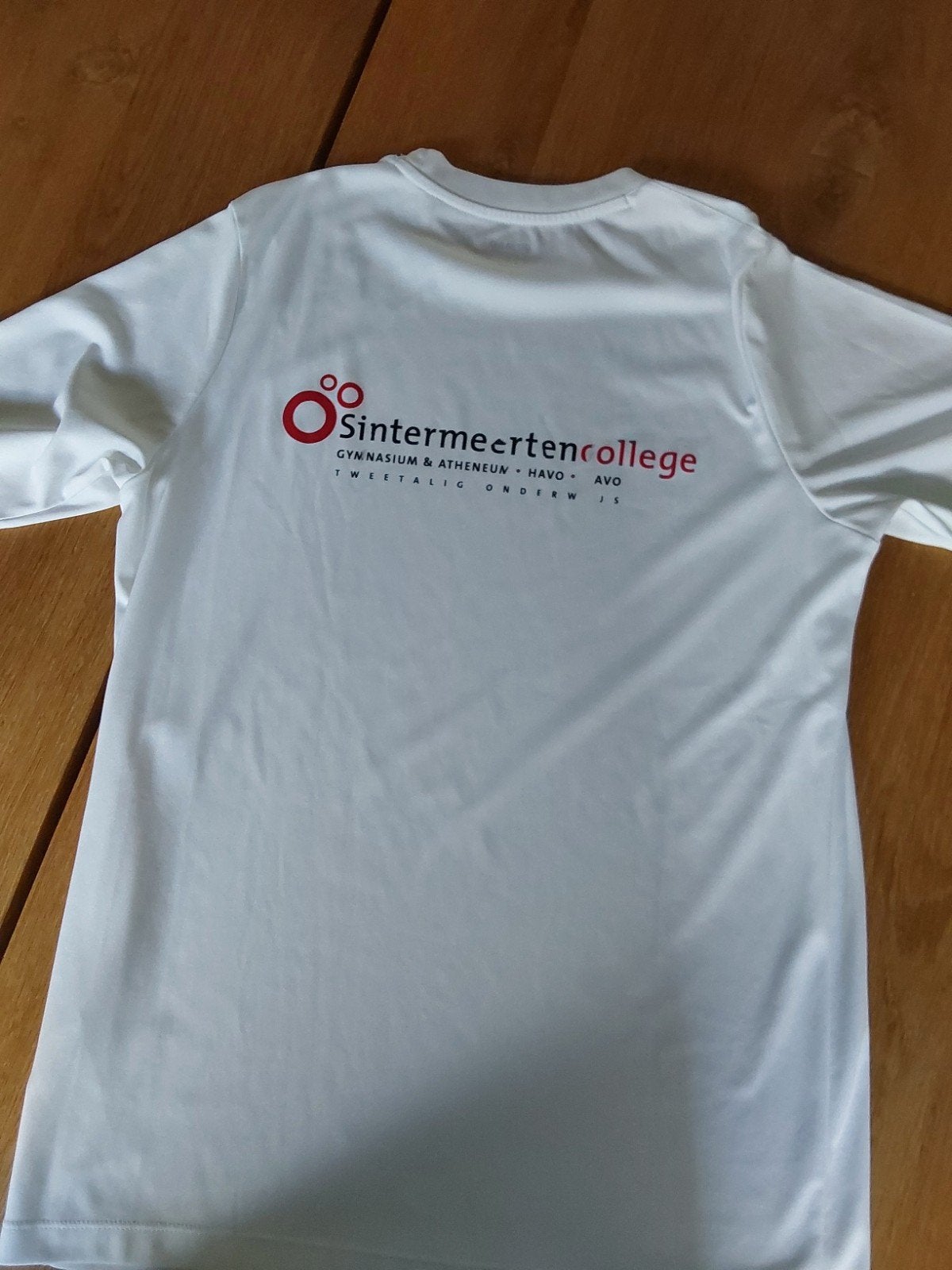 Gym T-shirt Sintermeerten College Heerlen -maat s unisex, Wit, Ophalen of Verzenden, Zo goed als nieuw, Lange mouw