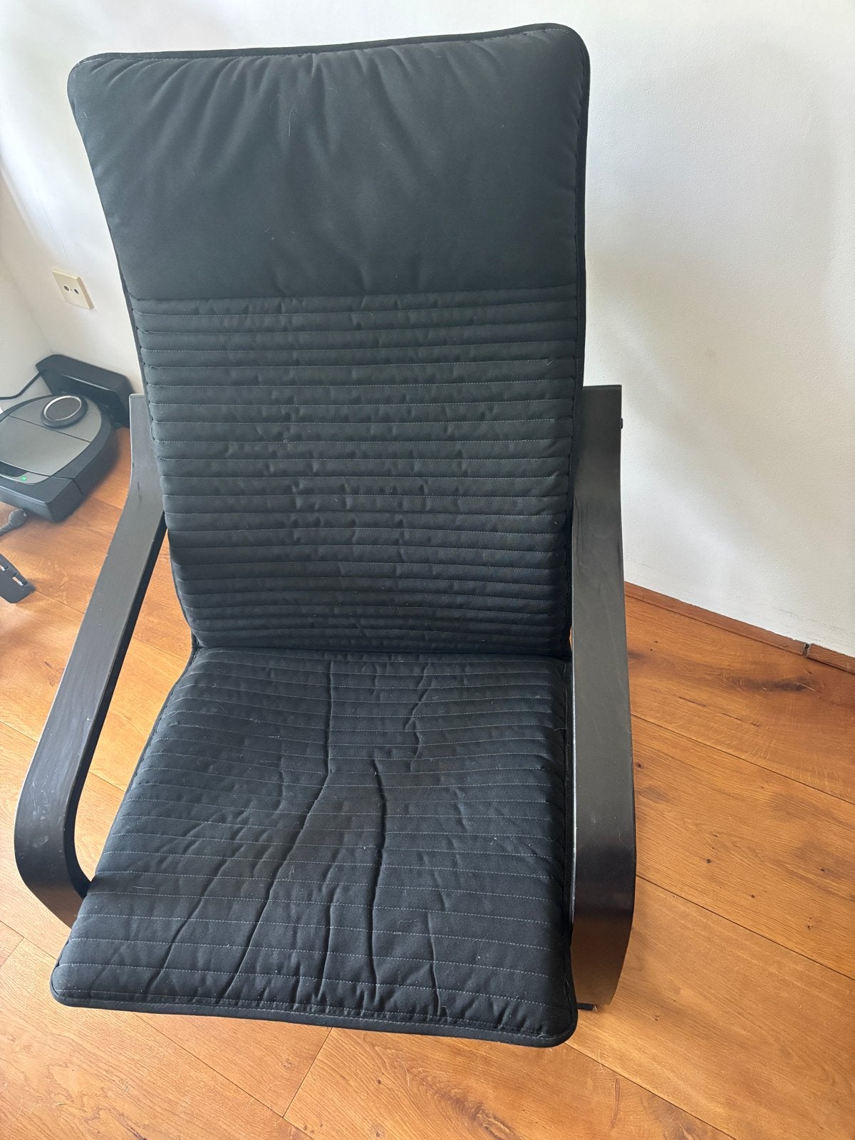 Ikea Poäng stoel met zwarte kussens, Ophalen, Gebruikt, Zwart, Eén