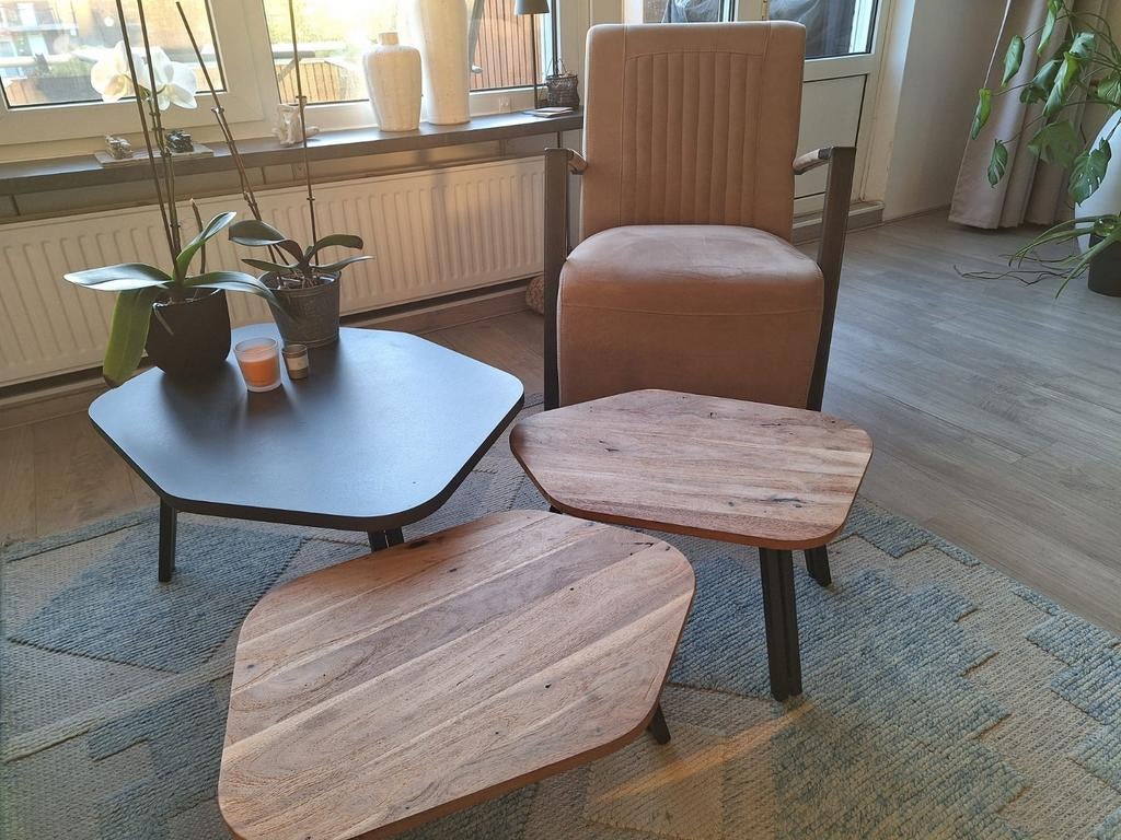 Comfortabele beige velours fauteuil - Zitbreedte 56cm, Ophalen, Gebruikt, Overige kleuren, Eén