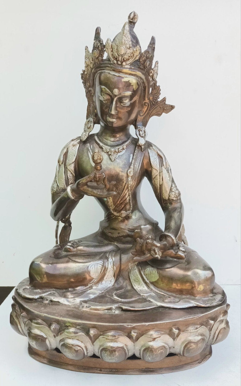 Fraai verzilverd bronzen Buddah Beeld, Ophalen of Verzenden