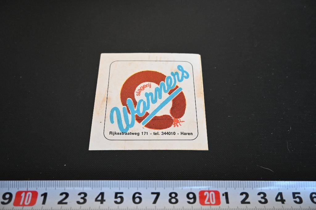 sticker Haren Slagerij WARNERS Rijksstraatweg 171 344010, Ophalen, Zo goed als nieuw, Sticker