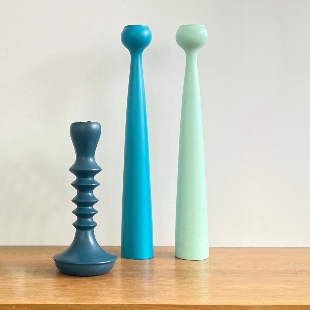 Deens design KANDELAREN Applicata hout retro vintage Scandi, Gebruikt, -, Overige merken, -