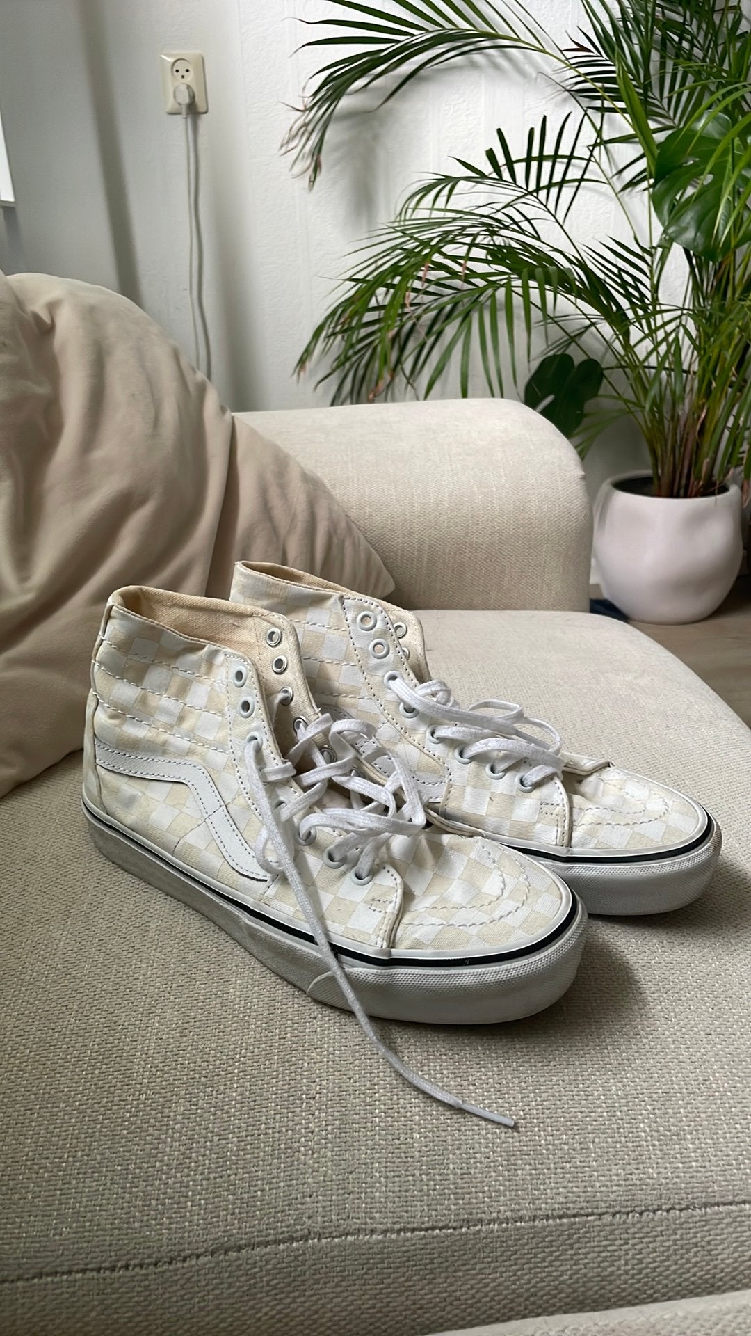 Checkered Vans beige maat 40, Kinderen en Baby's, Wipstoeltjes, Ophalen, Zo goed als nieuw
