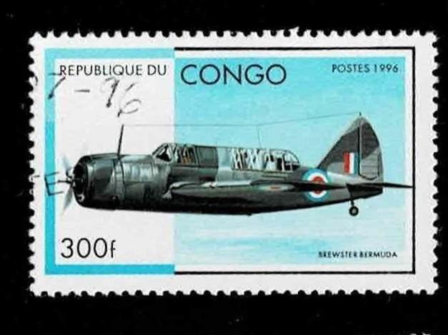 postzegel 1487 Congo-Brazzaville Militair Vliegveld, Ophalen of Verzenden, Overige landen, Gestempeld