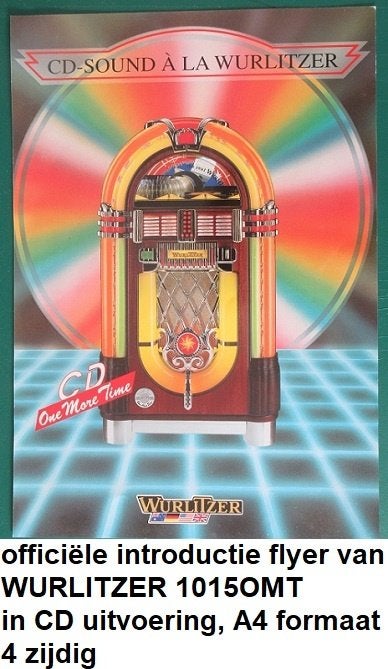 WURLITZER 1015OMT 100 CD, originele folder, 2x 2 zijdig, Ophalen of Verzenden, Nieuw, 1970 tot heden, Wurlitzer