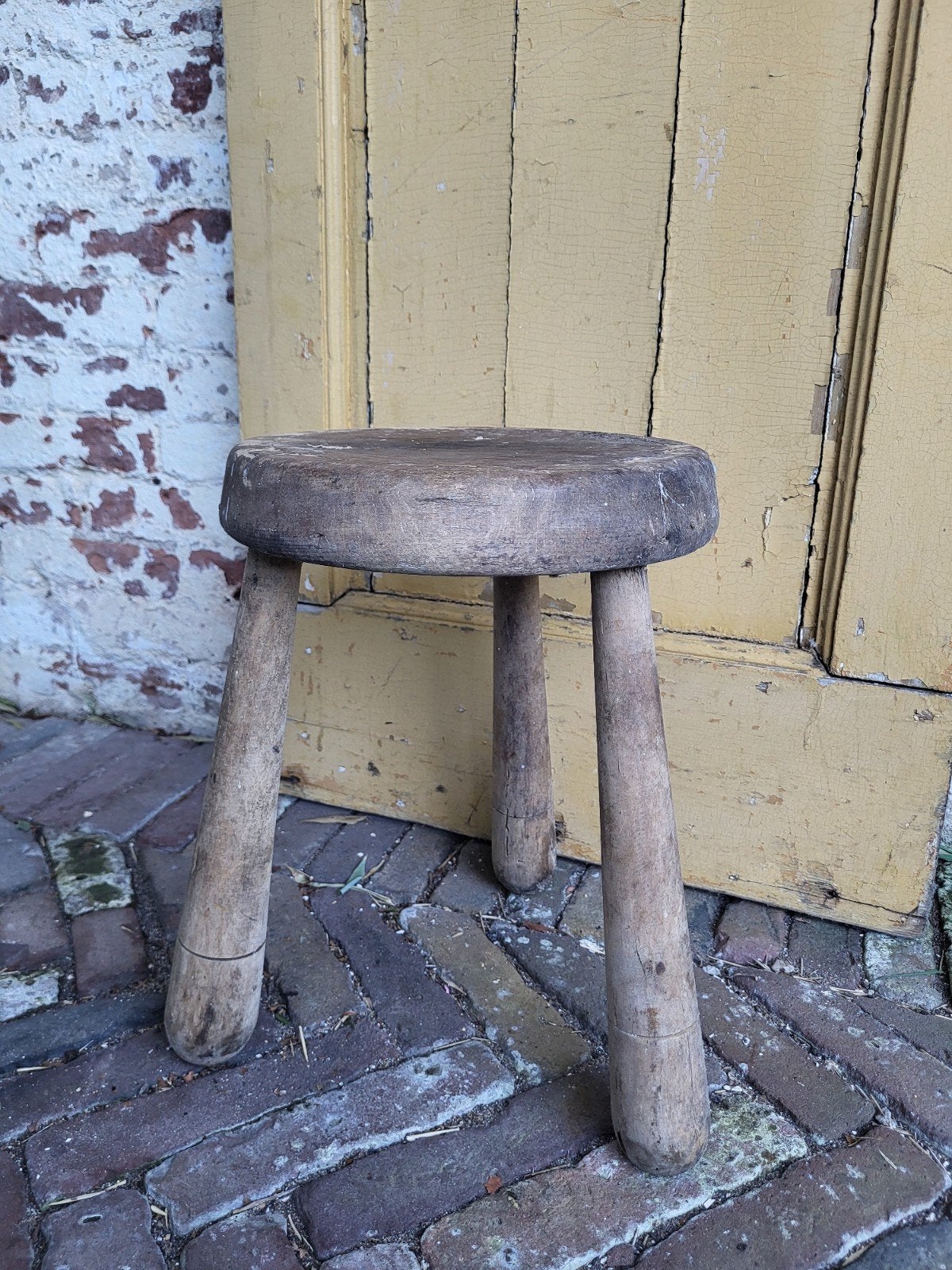 oud brocante Frans houten krukje / allegonda, Antiek en Kunst, Ophalen of Verzenden