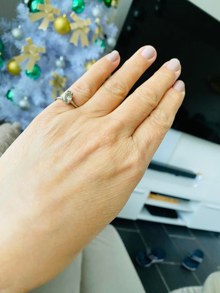 Fancy kleur natuur Diamanten Ring - Een Karaat met platina, Ophalen of Verzenden, Met edelsteen, Dame, Zilver