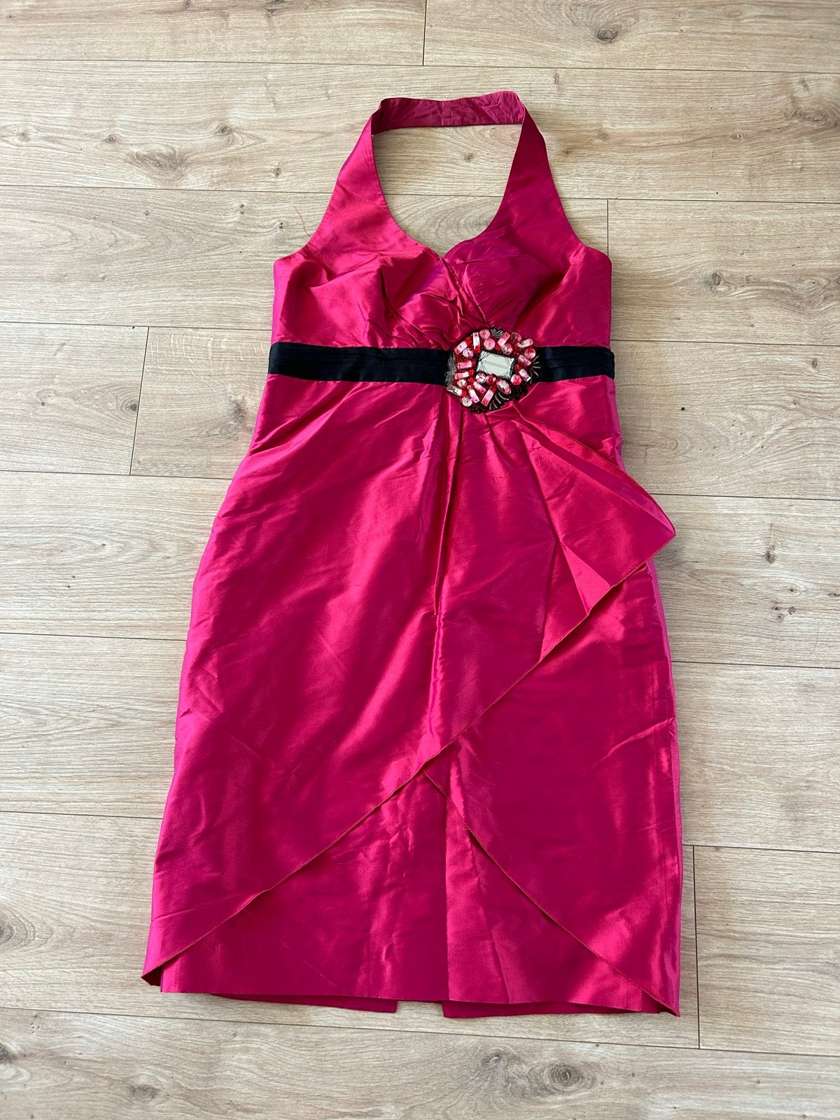 Linea Raffaelli jurk maat 42 fuchsia met bolero, Maat 42/44 (L), Ophalen of Verzenden, Zo goed als nieuw, Knielengte