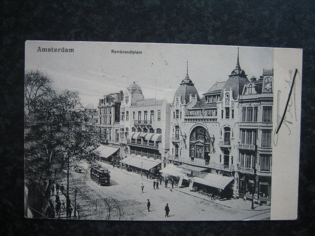 AMSTERDAM  Rembrandtsplein 1904 Rembrandt theater, Verzamelen, Ophalen of Verzenden, Voor 1920, Noord-Holland