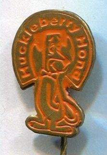 HuckleBerry Hound oranje op koper strip speldje ( R_168 ), Verzenden, Zo goed als nieuw, Figuurtje, Speldje of Pin