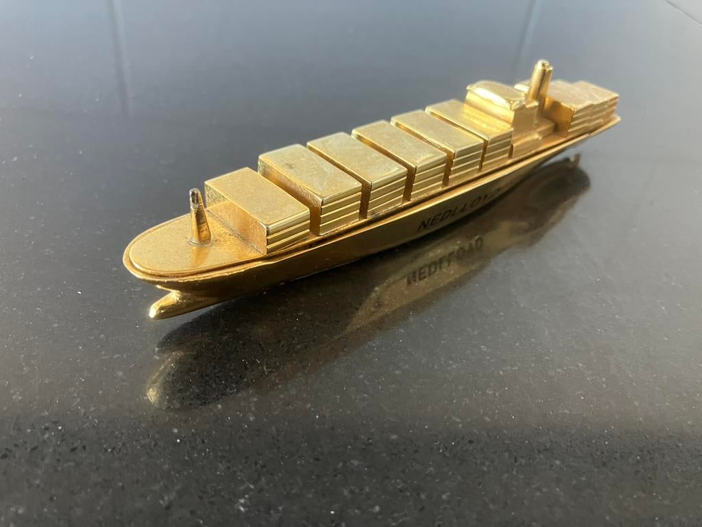 Massief messing model Nedlloyd containerschip, Verzamelen, Scheepvaart, Zo goed als nieuw, Verzenden