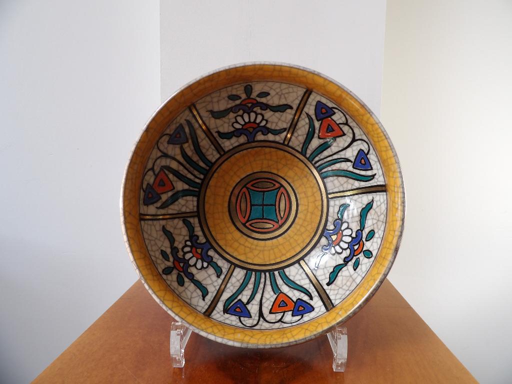 Art Deco Schaal Craquele aardewerk, Antiek en Kunst, Ophalen of Verzenden