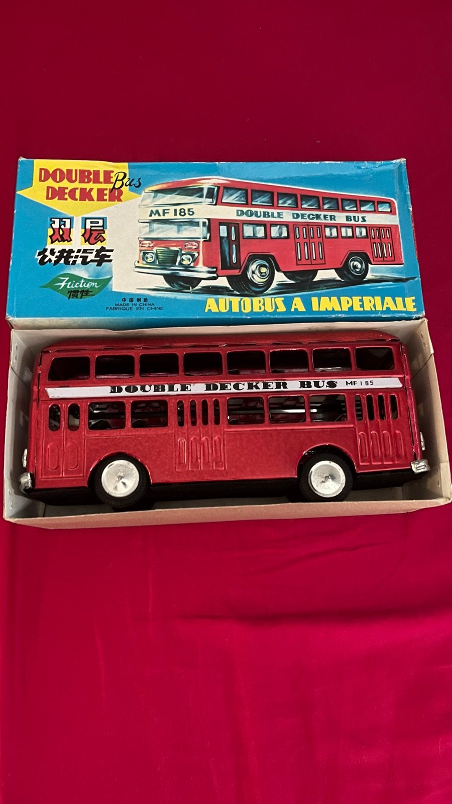 Vintage Rode Dubbeldekker Bus MF 185, Ophalen of Verzenden, Zo goed als nieuw