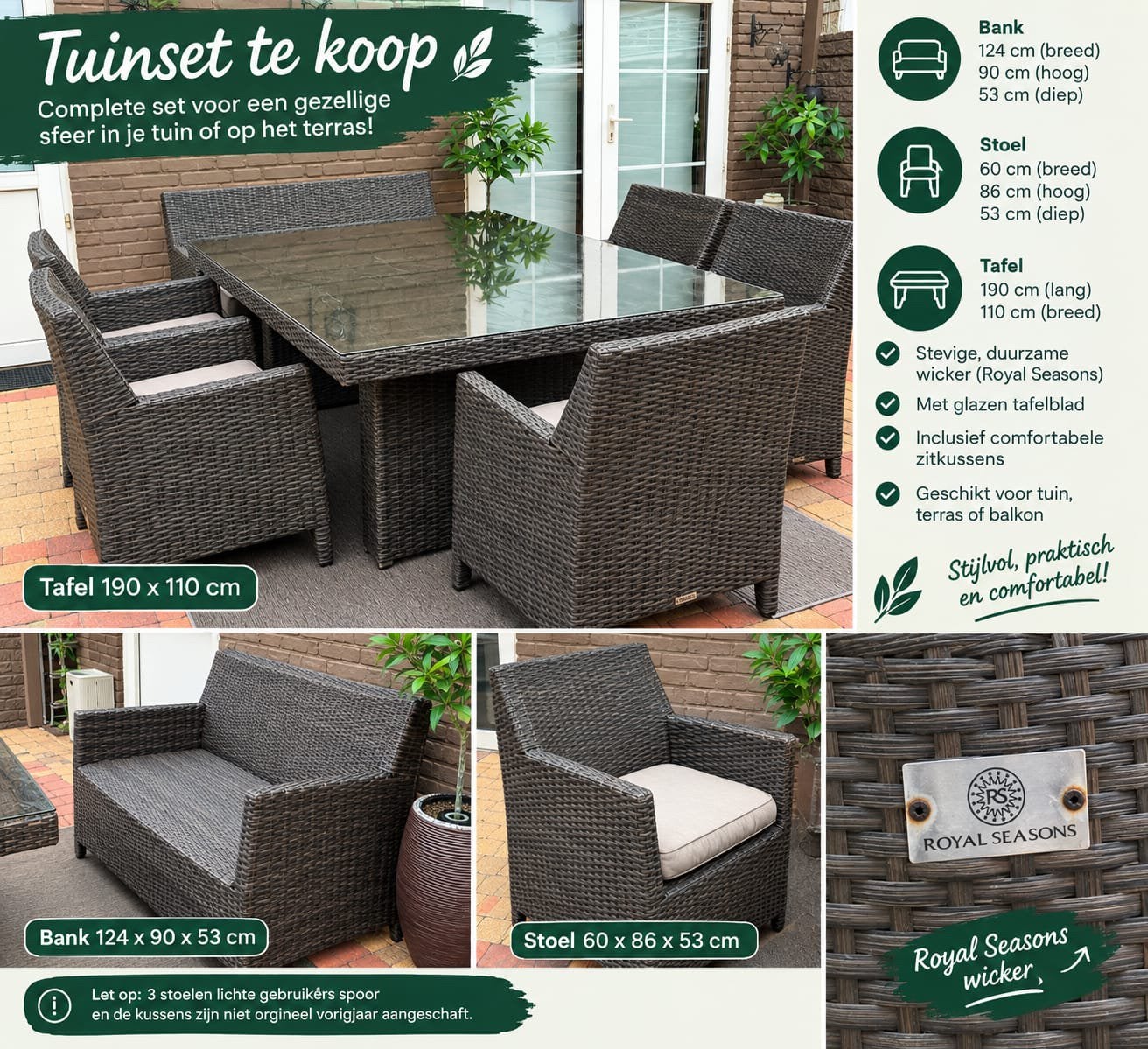 Tuin / dinning set, Tuin en Terras, Gebruikt, Bank, Ophalen of Verzenden, Wicker