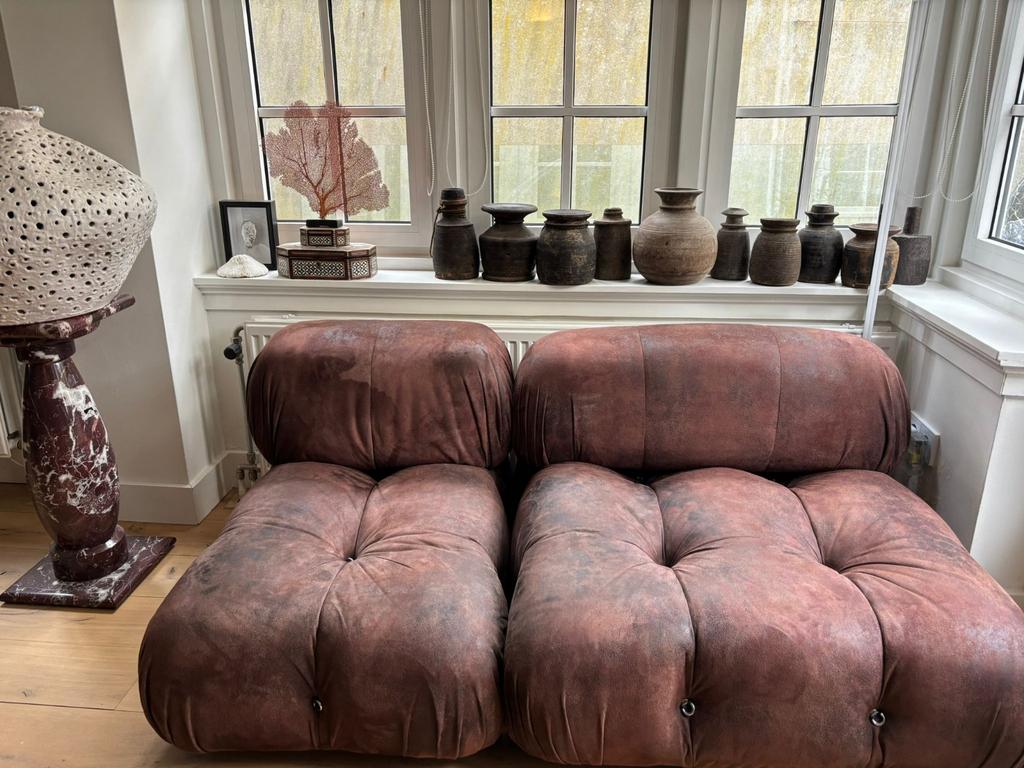 Prachtige originele camaleonda design bank 2 zitter bruin, Huis en Inrichting, Ophalen of Verzenden, Zo goed als nieuw, Stof