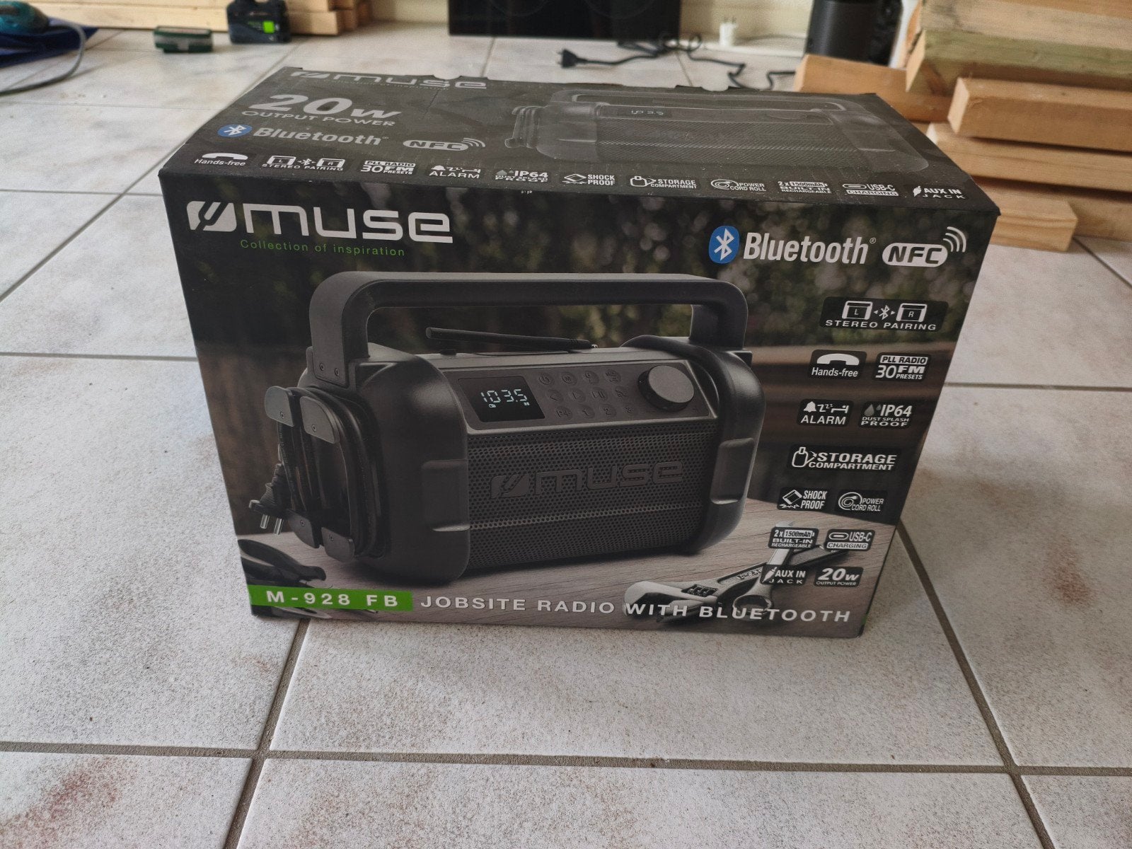 Nieuwe Muse M-928 FB Jobsite Radio met Bluetooth, Ophalen of Verzenden, Nieuw, Bouwradio