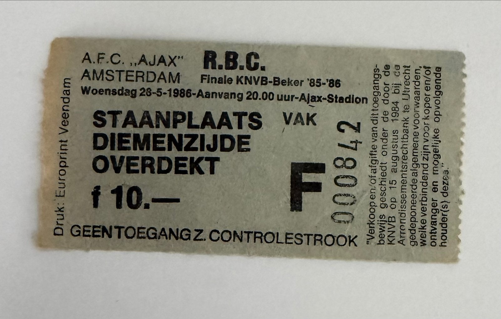 Ticket bekerfinale Ajax-Rbc 1986, Tickets en Kaartjes