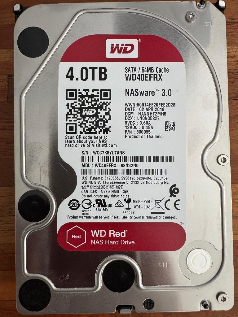 WD RED 4TB WD40EFRX Western Digital, Computers en Software, Harde schijven, Intern, Server, SATA, HDD