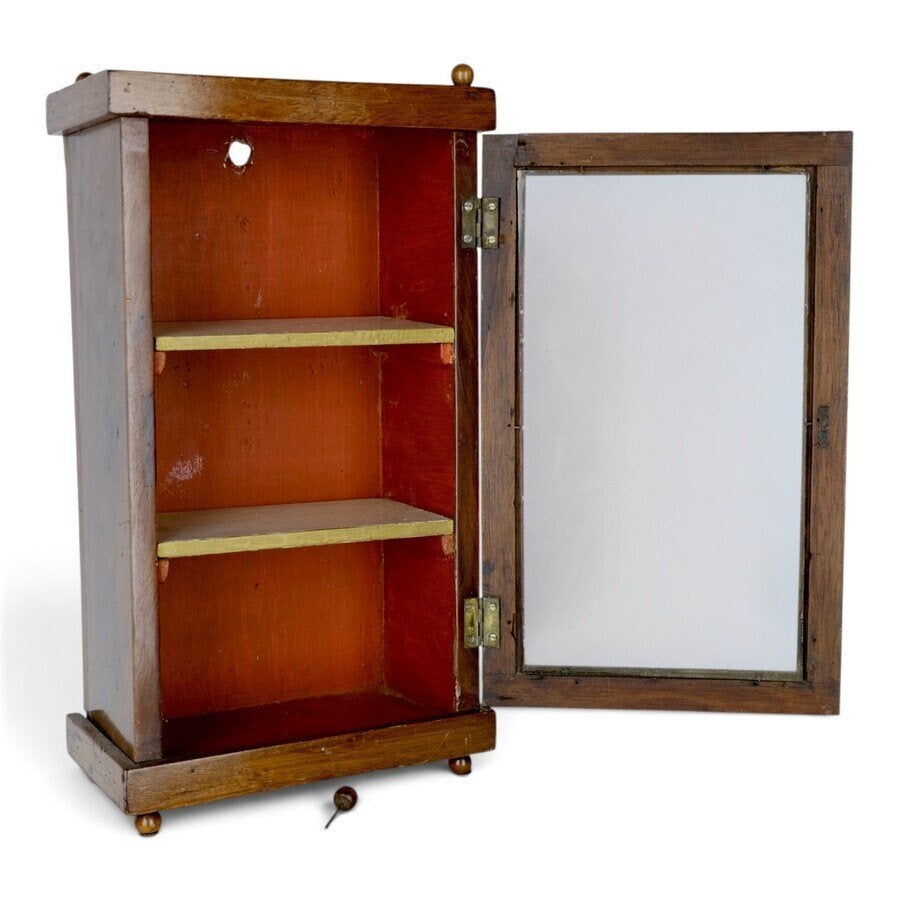 Klein houten wandvitrinekastje, Minder dan 50 cm, Gebruikt, Ophalen of Verzenden, Minder dan 100 cm
