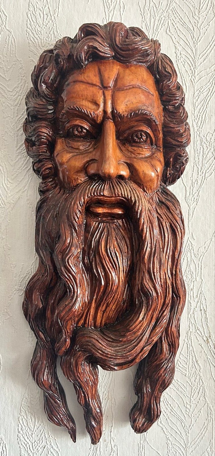 Houtsnijwerk van een man met baard, Antiek en Kunst, Kunst | Beelden en Houtsnijwerken, Houtsnijwerk, Handgemaakt, Hout, Bruin