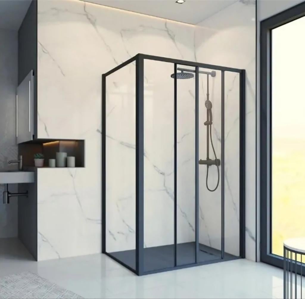Douchecabine schuifdeur 120x85x200 Zwart Mat Nieuw, Ophalen, Nieuw, Glas, Douche