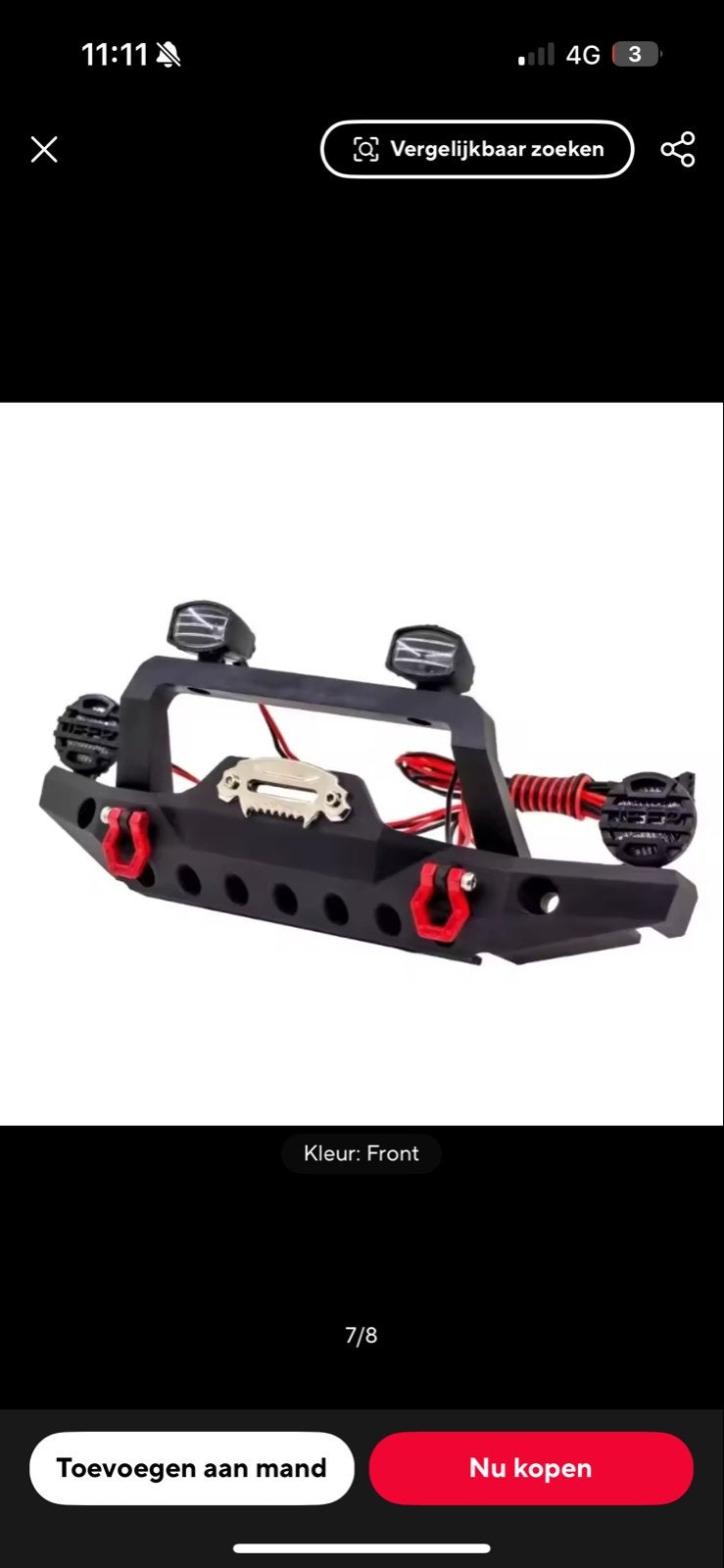 Metalen Voorbumper 1/10 Crawler met Verlichting (Nieuw), Hobby en Vrije tijd, Modelbouw | Radiografisch | Auto's, Ophalen of Verzenden