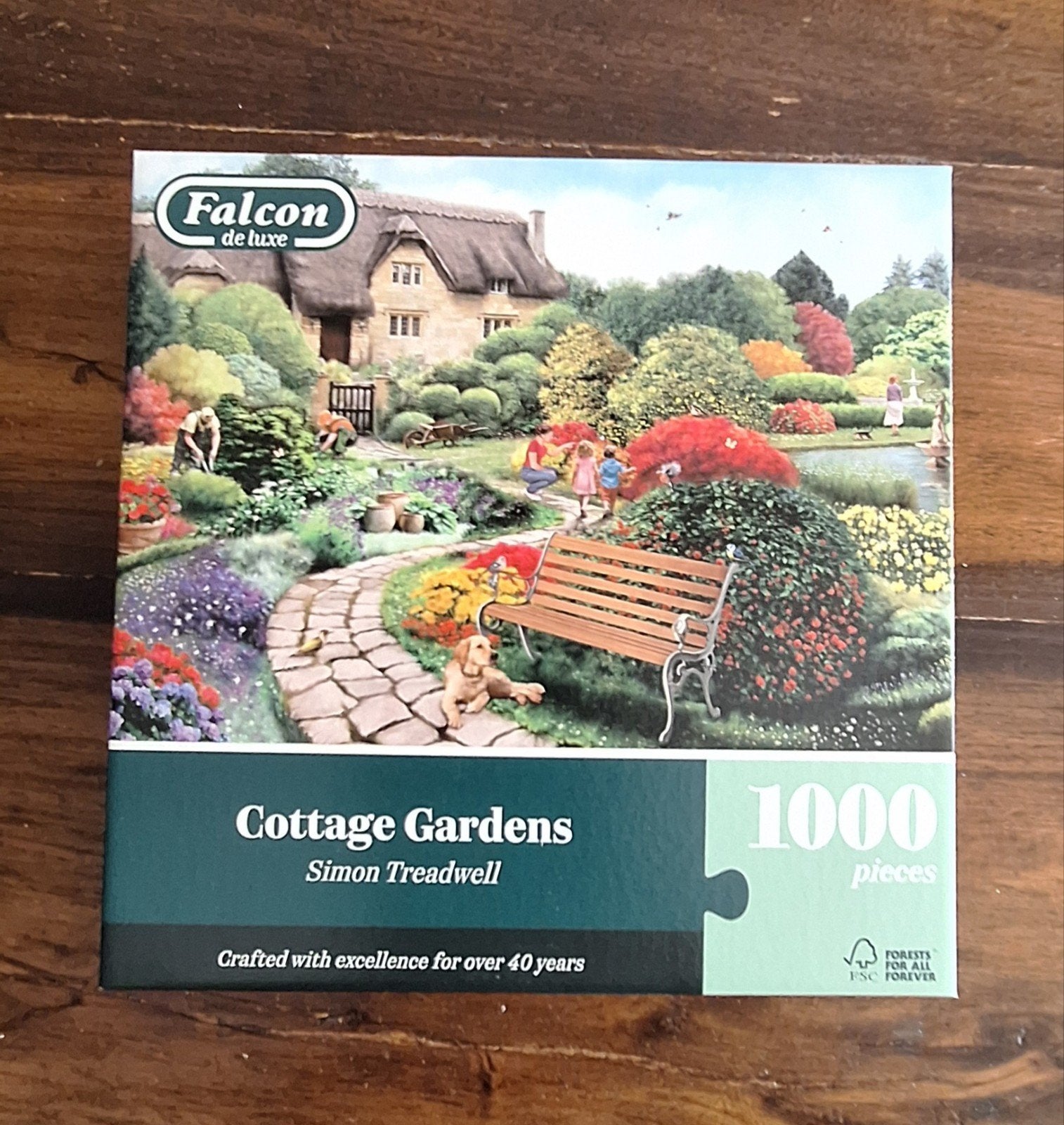 Falcon de Luxe Legpuzzel Cottage Gardens 1000 stukjes, Ophalen of Verzenden, 500 t/m 1500 stukjes, Zo goed als nieuw, Legpuzzel