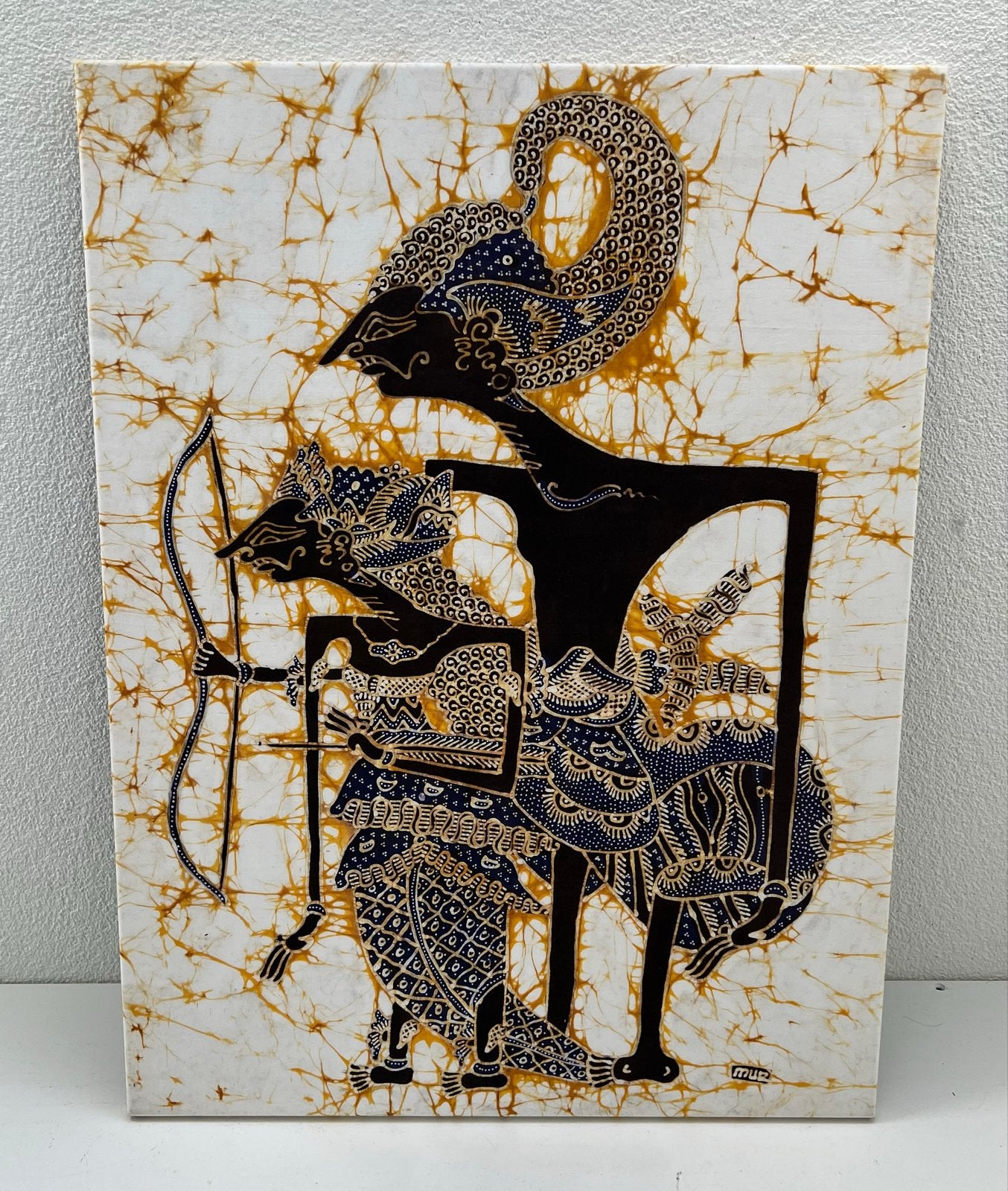 Batik Schilderij Wayang Kulit Poppen Indonesië, Handgemaakt, Ophalen of Verzenden, Indonesië, Meerkleurig