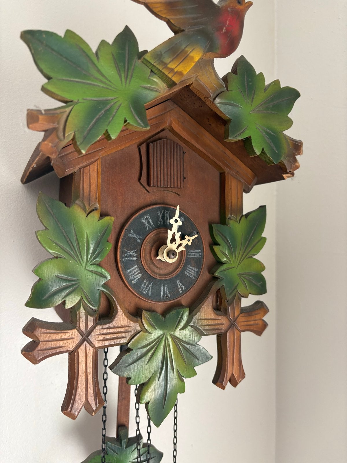 Vintage Koekoeksklok met Bladmotief en Vogel, Ophalen