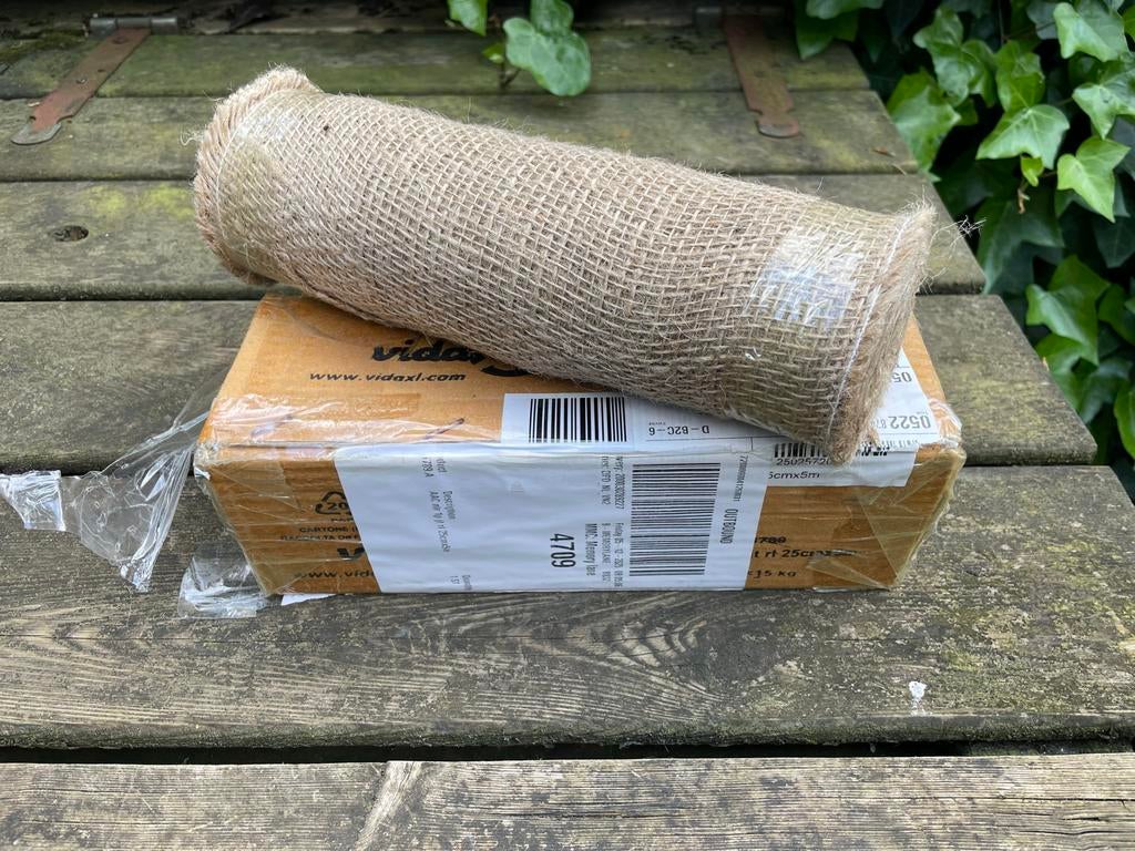 2x Nieuw Jute Versierkleed op rol 0,25 x 5 meter, Ophalen of Verzenden, Natuurlijk materiaal, Knutselmateriaal, Beige