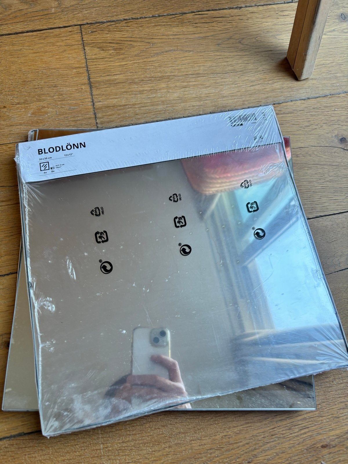 BLODLÖNN vierkante spiegels - 3 pakken (12 stuks), Huis en Inrichting, Woonaccessoires | Spiegels, Ophalen, Minder dan 50 cm, Vierkant