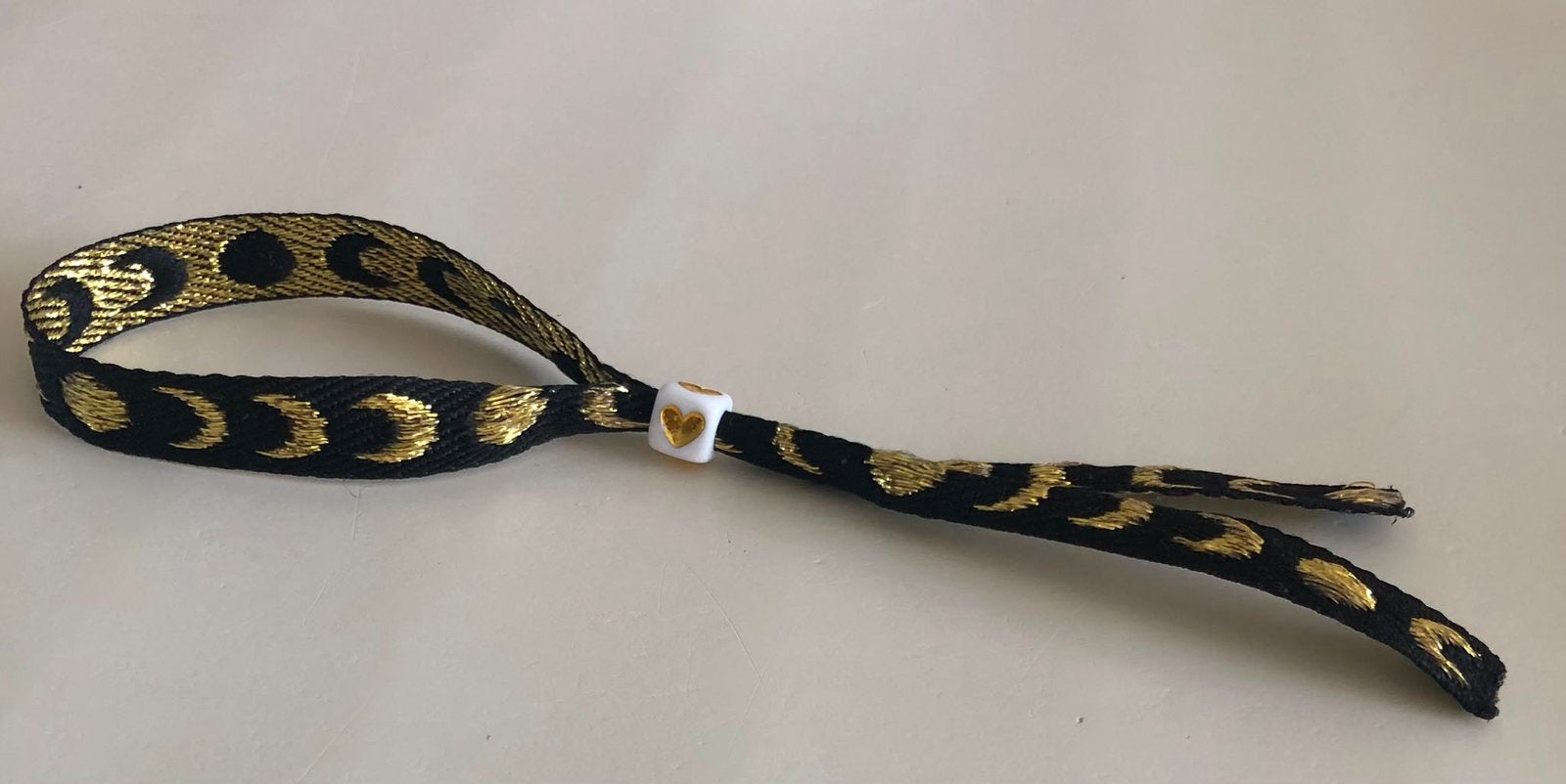 Lint armbandje goud met zwart, Overige materialen, Verzenden, Zwart, Nieuw
