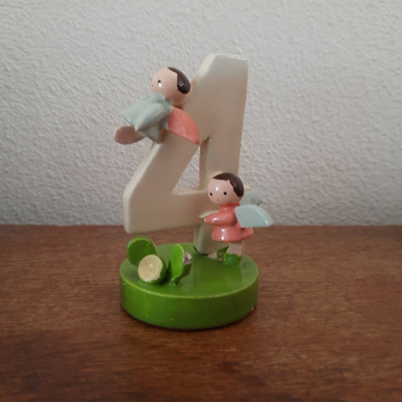 vintage Sevi Italy houten verjaardag engel 4 KWADRAAT, Ophalen of Verzenden