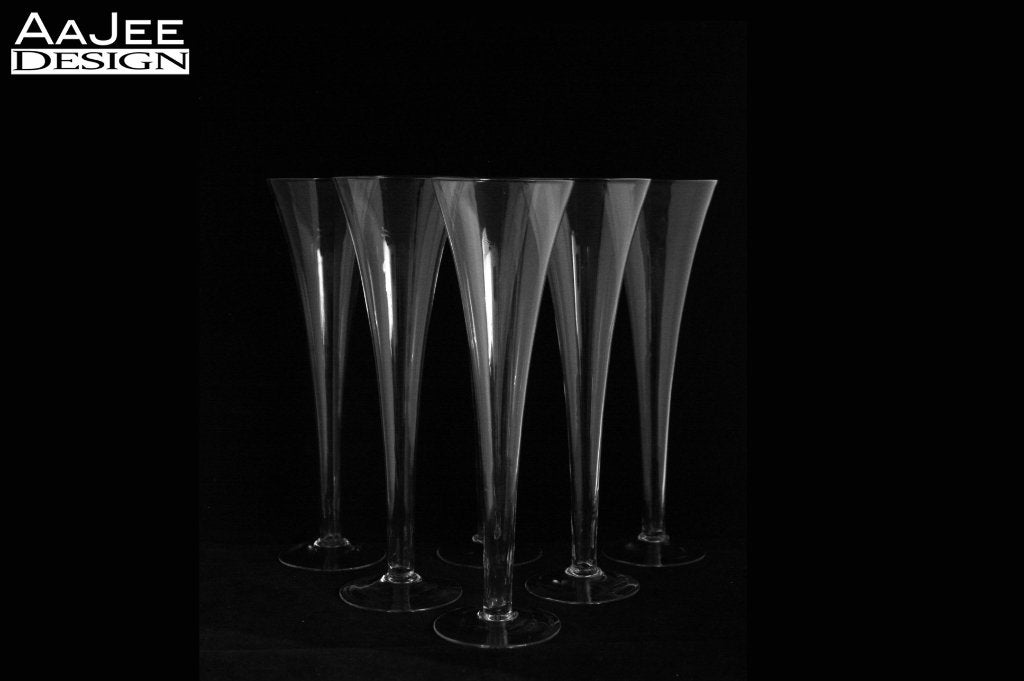 6 Champagne flutes van kristal - Wedding toasters - Trompet, Antiek en Kunst, Ophalen of Verzenden